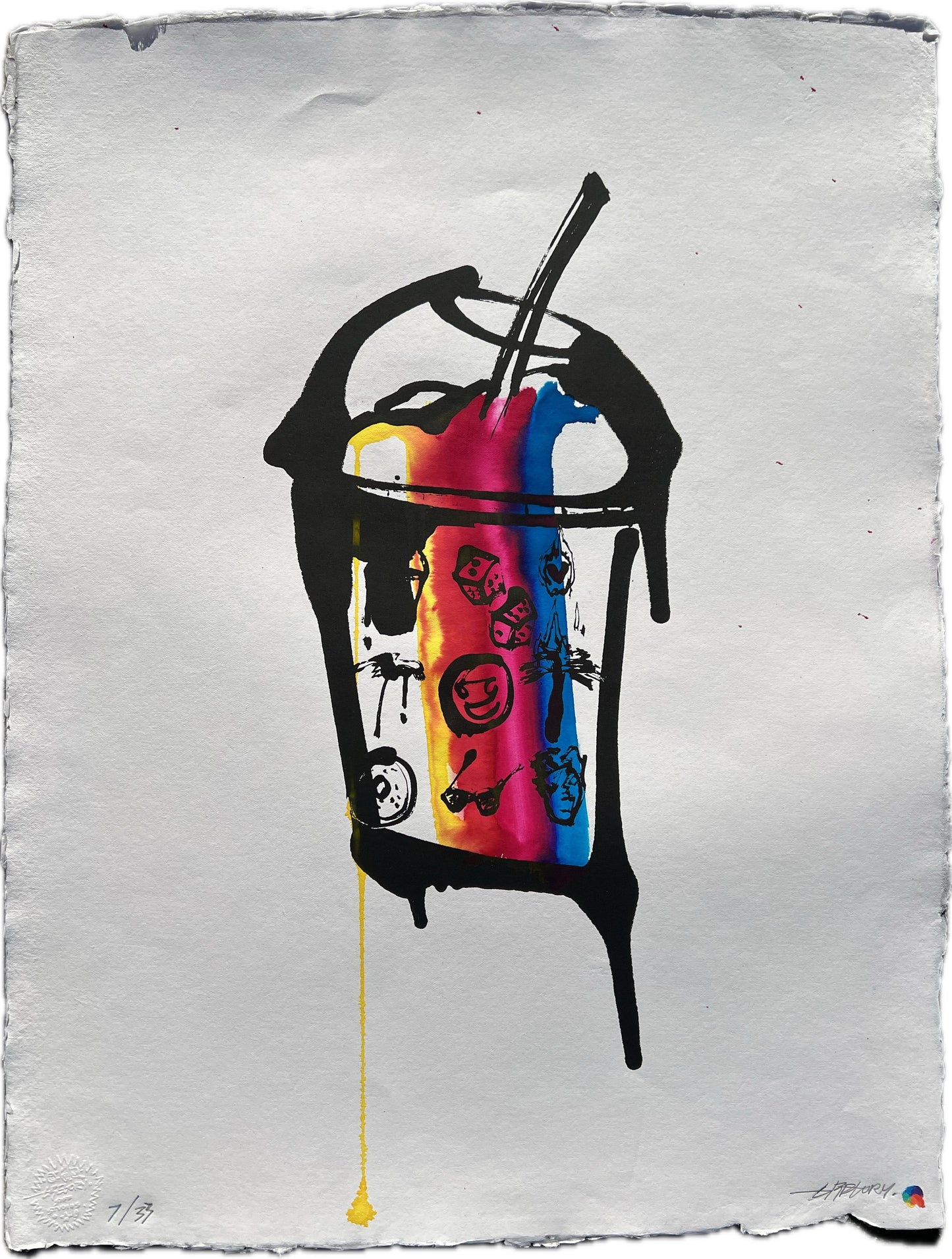 Hand Embellished Print, The Three Colors, 7/33