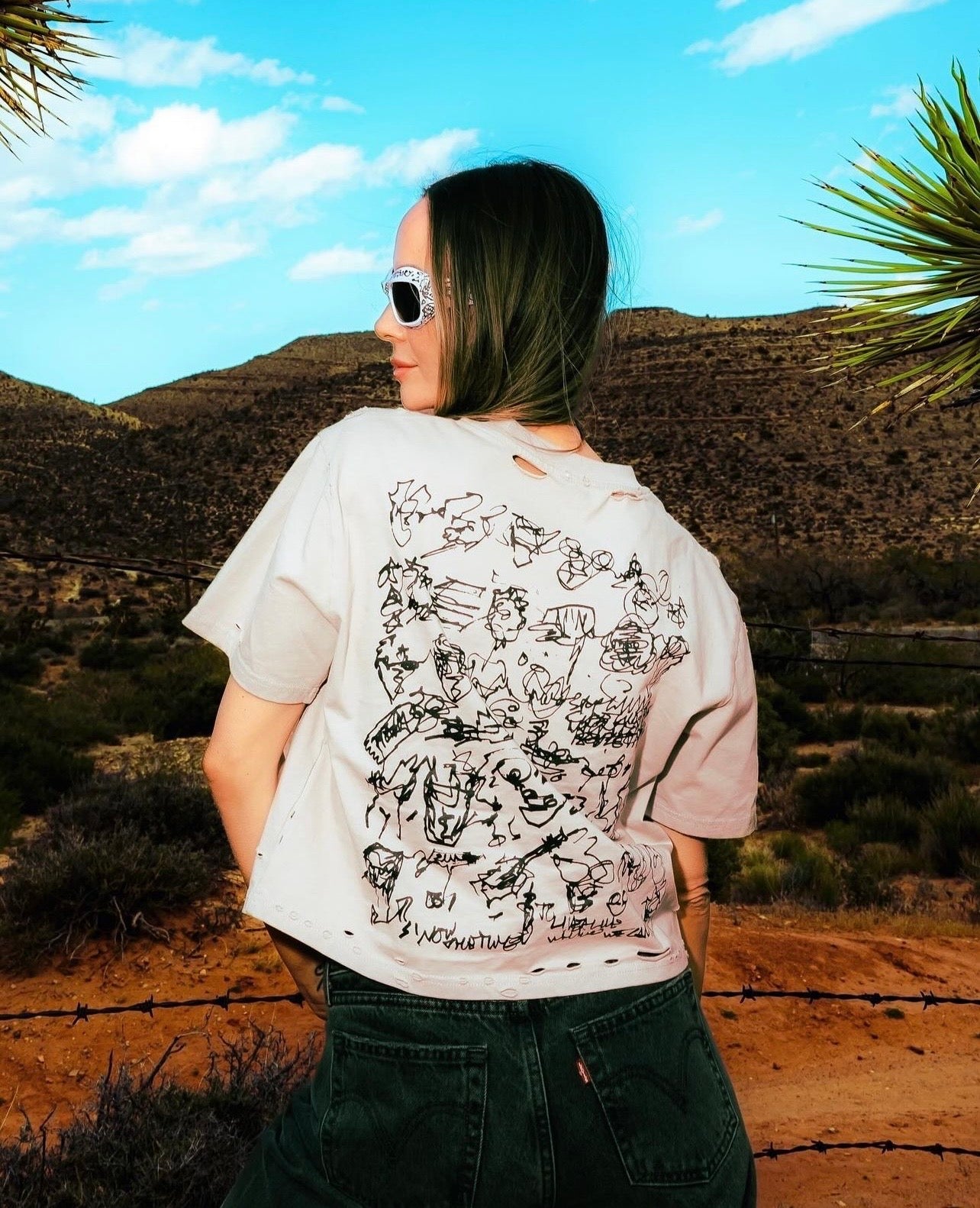 La Cienega Destroyed Sketch Crop Tee