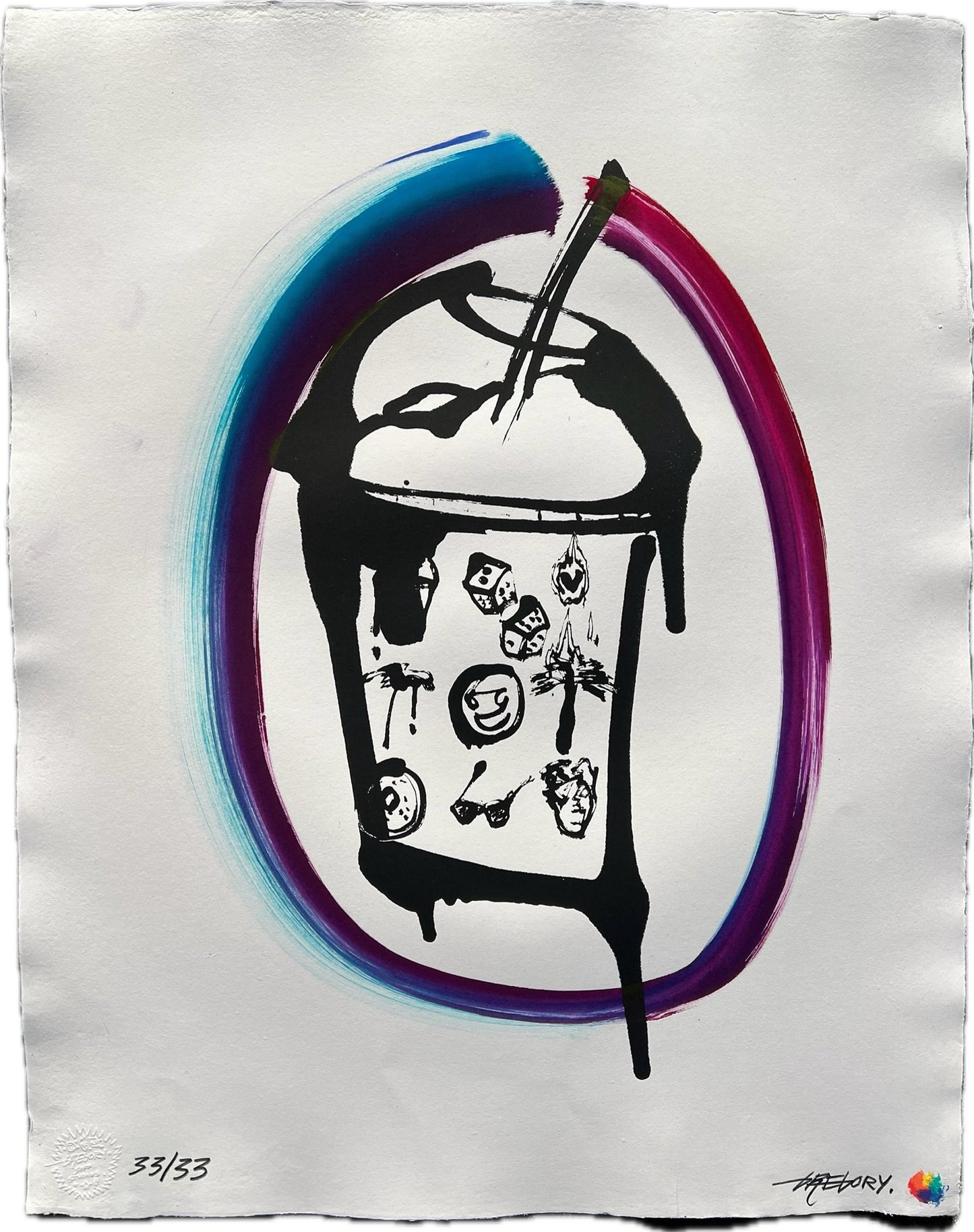 Hand Embellished Print, Life Drink, 33/33
