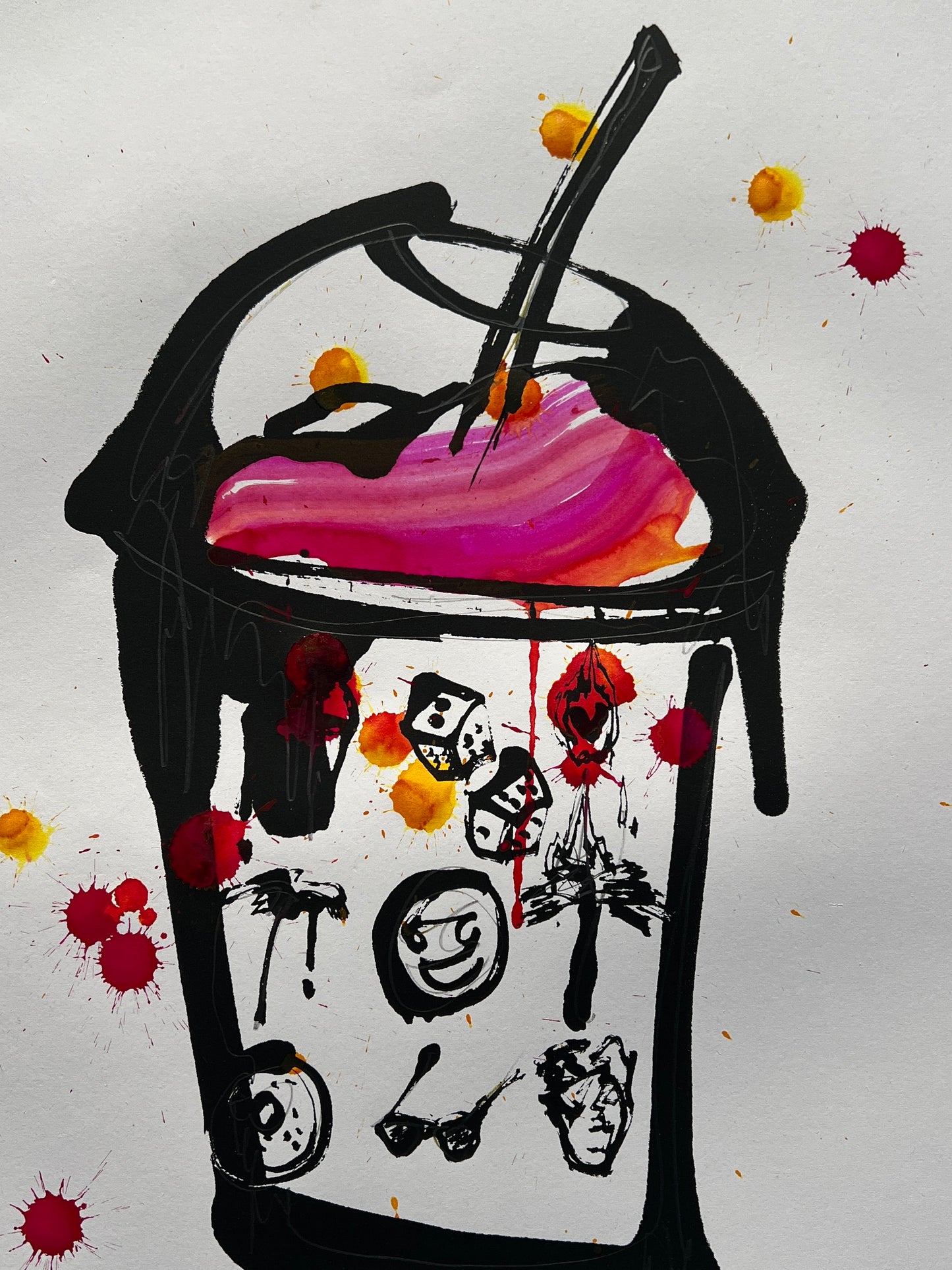 Hand Embellished Print, Pink Lemonade, 11/33