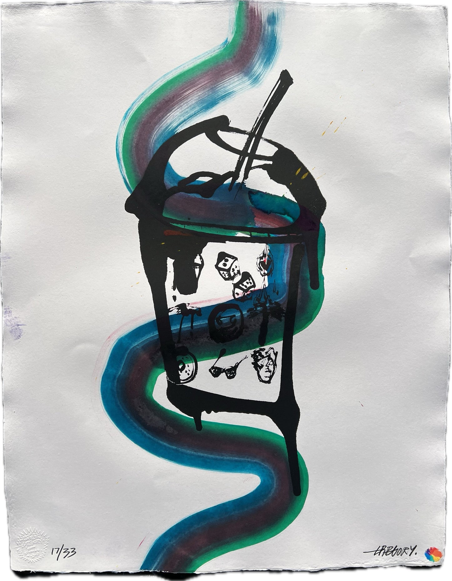 Hand Embellished Print, Snake Ride Fruit by the Foot, 17/33