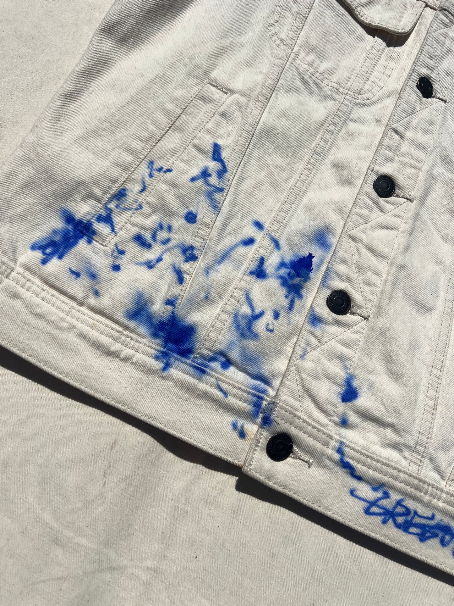 Abstract Face Denim Jacket