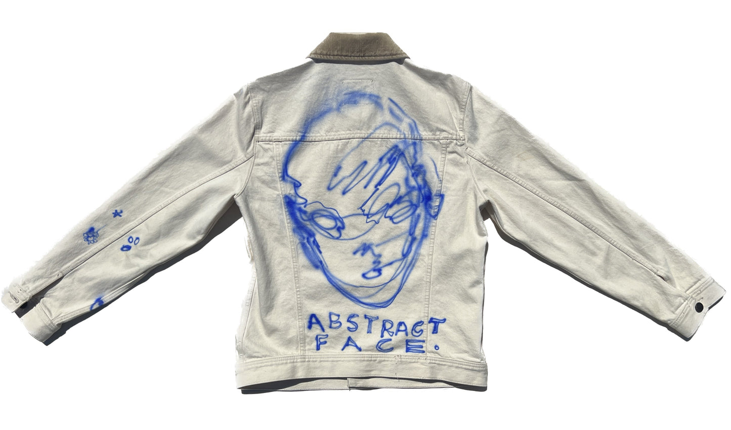 Abstract Face Denim Jacket