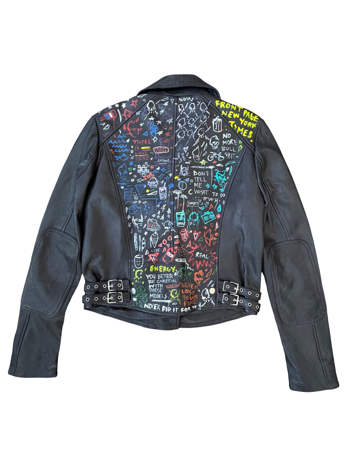 Hand-Painted Women’s Leather Moto Jacket