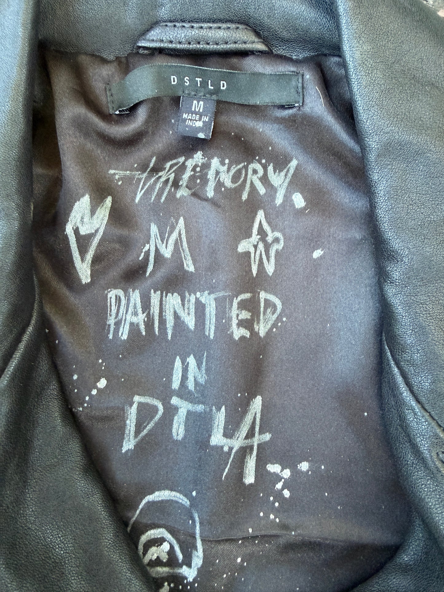 Hand-Painted Women’s Leather Moto Jacket