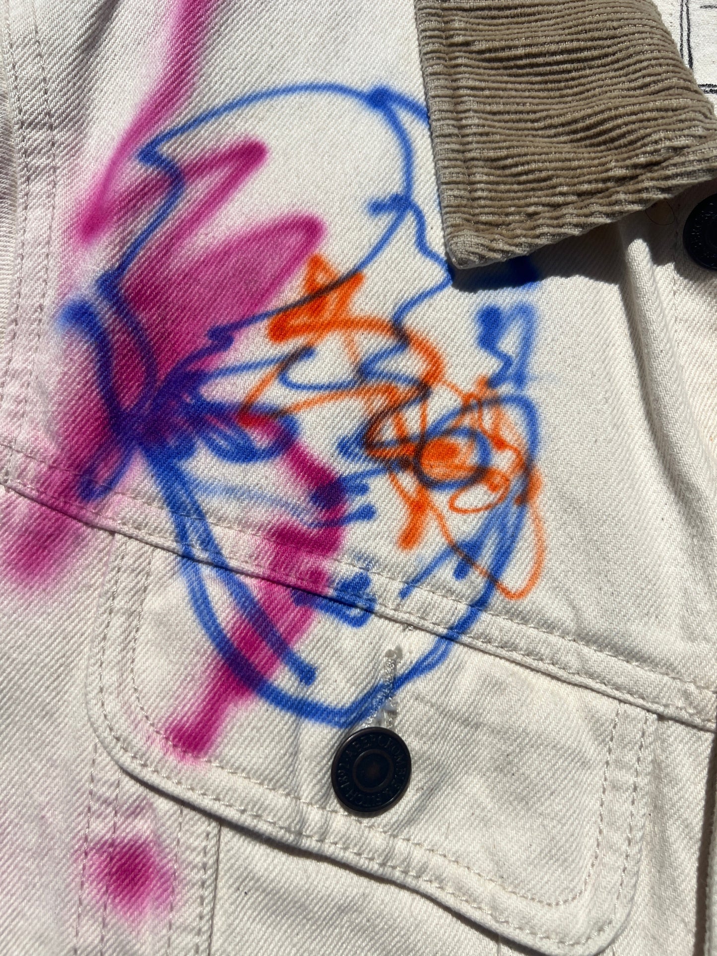 Abstract Face Denim Jacket