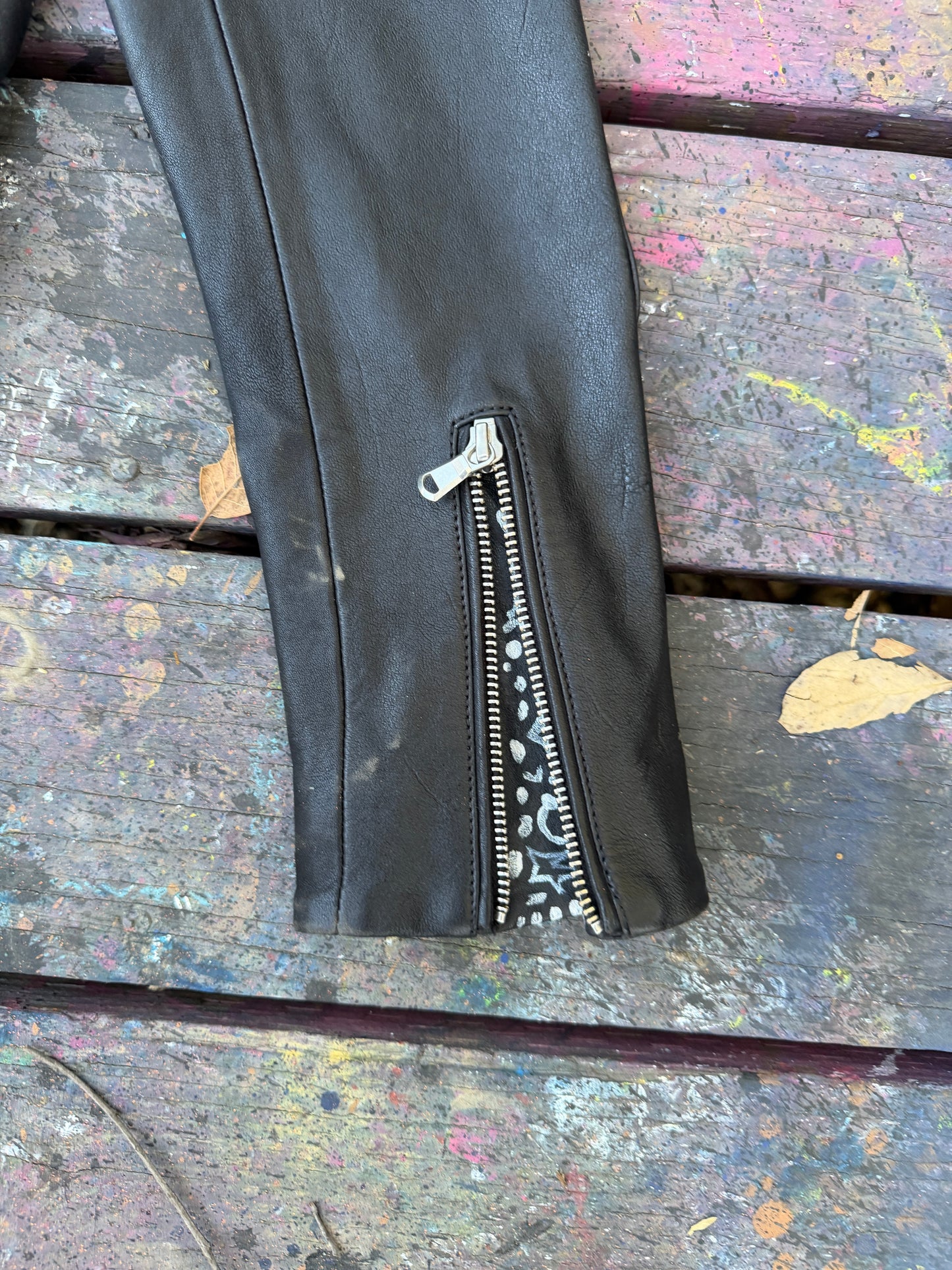 Hand-Painted Women’s Leather Moto Jacket